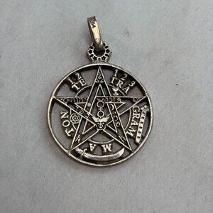 Vintage Sterling Silver 1" Pentagram Necklace Charm